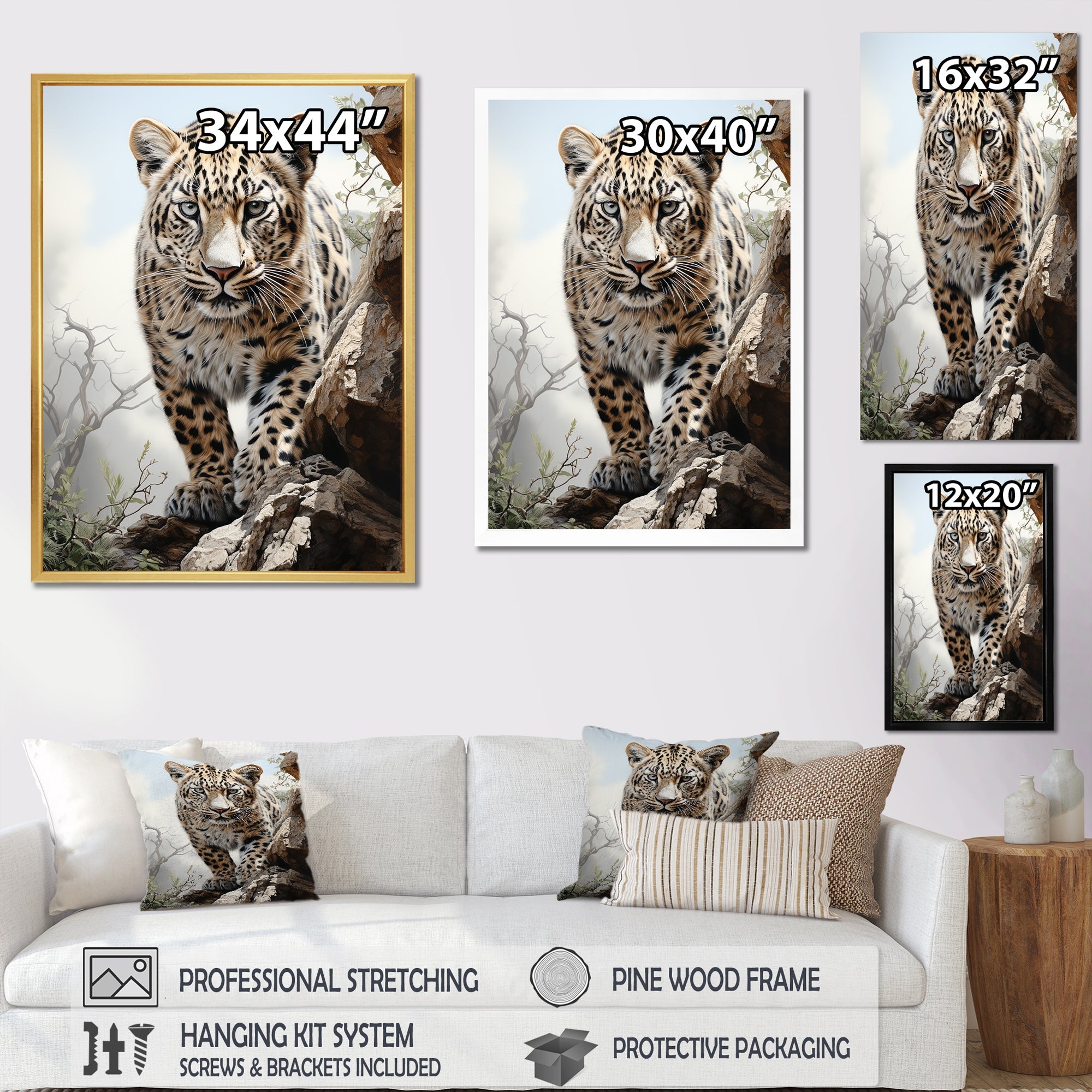 Majesty Leopard Gaze Of The Wild - Beige Leopard Wall Art