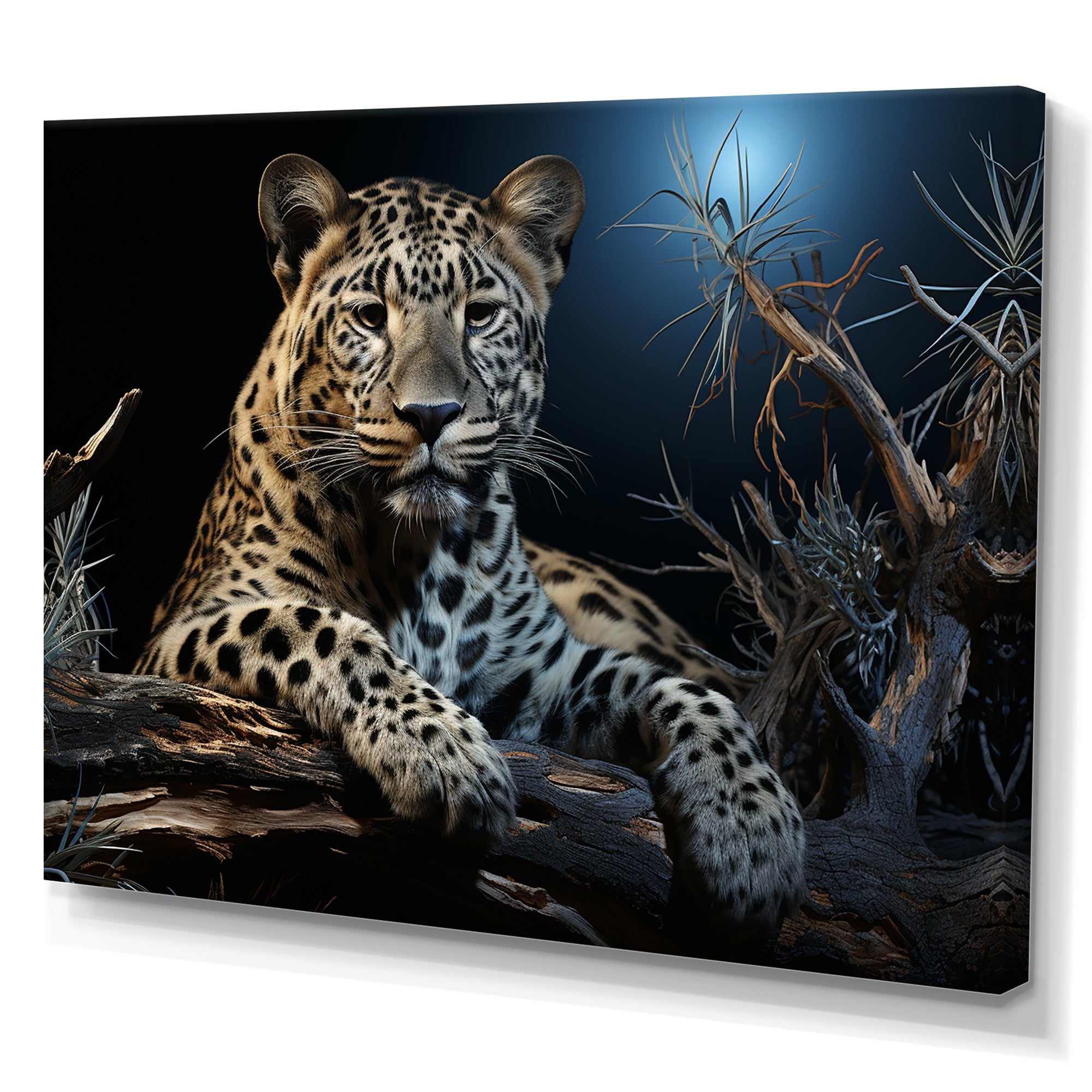 Moonlit Leopard Camouflage - Leopard Large Canvas Wall Art