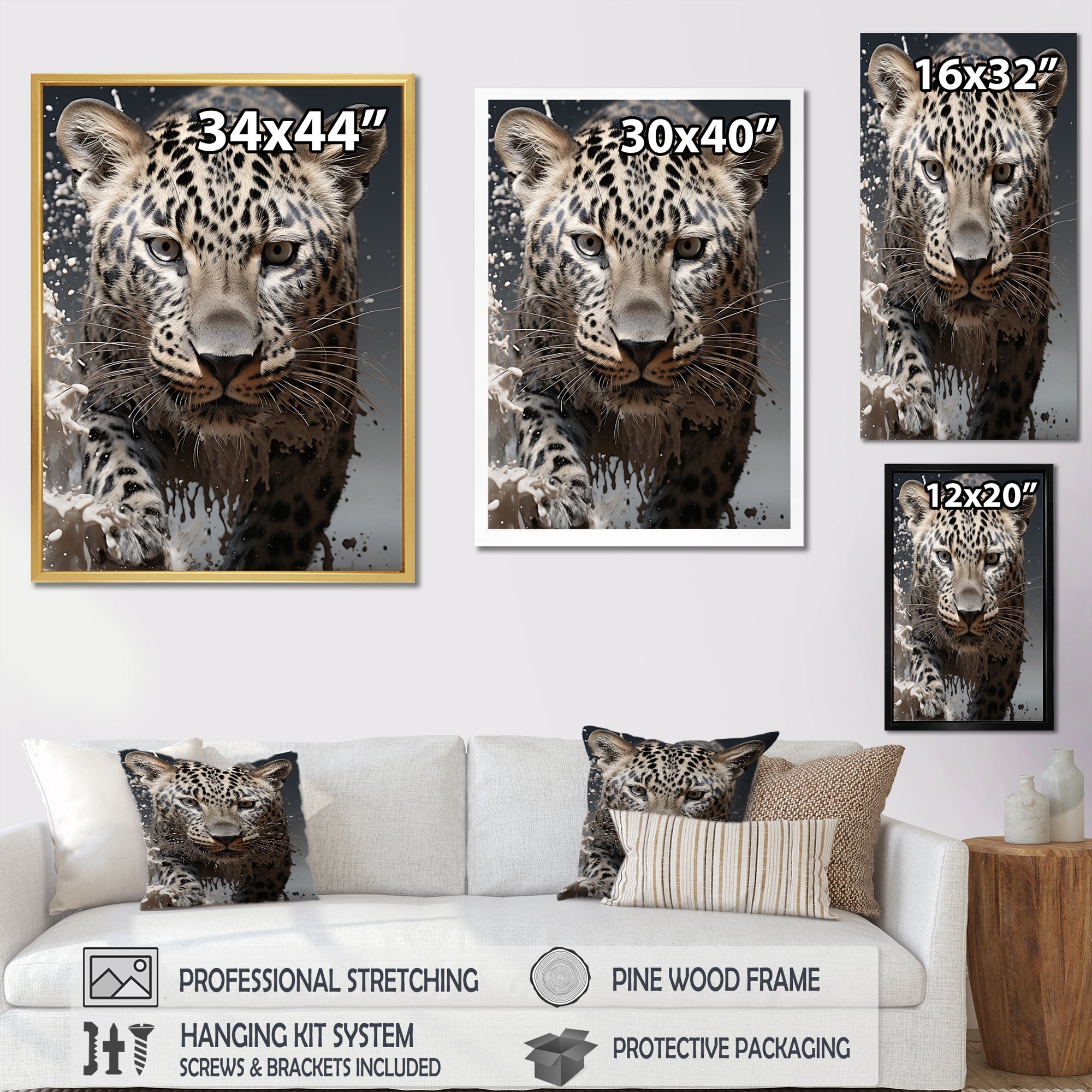 Leopard Mysterious Hunter - Leopard Living Room Wall Art