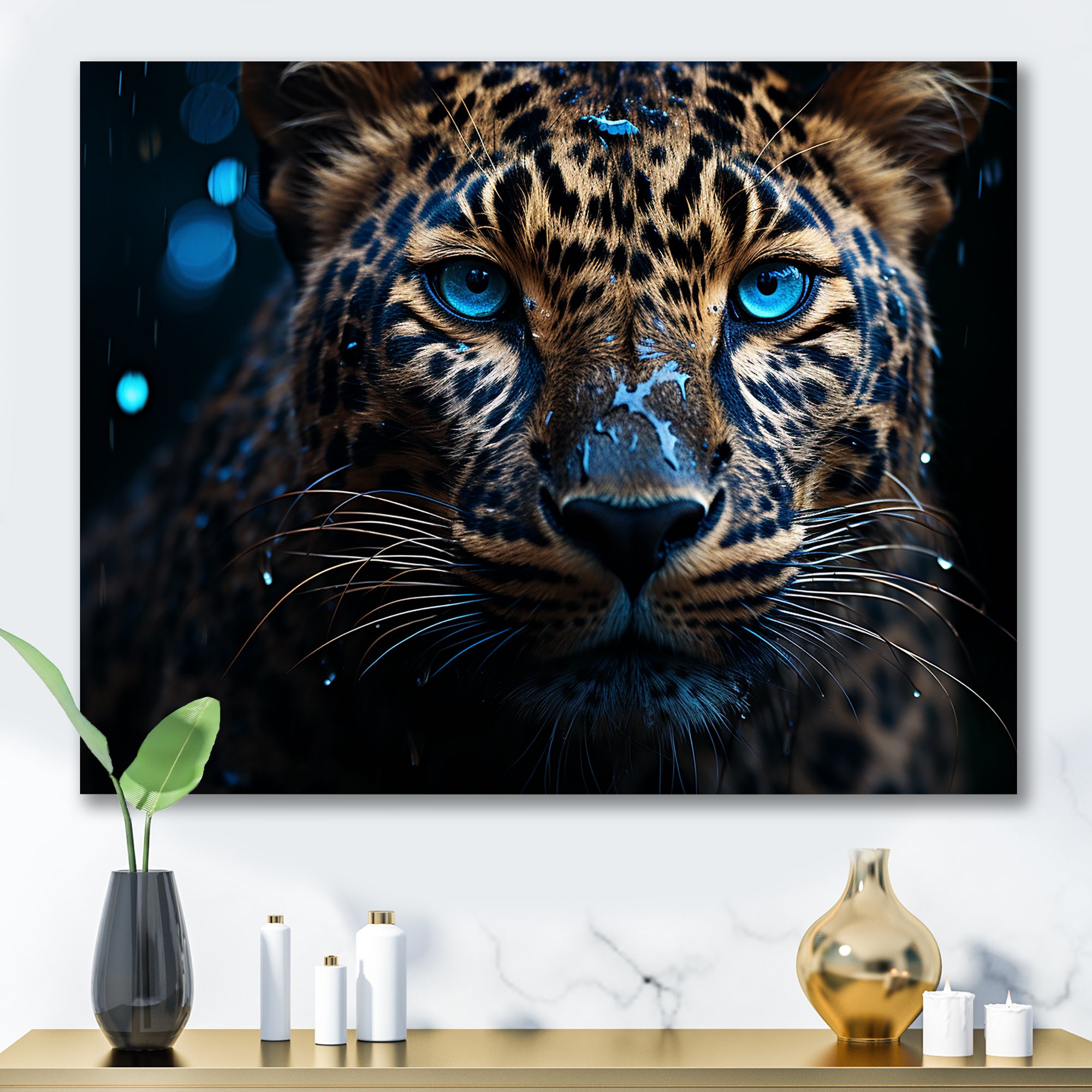 Leopard Nocturnal Sovereign Nighttime Blues - Leopard Wall Decor