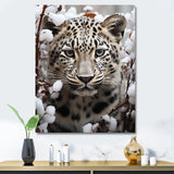 Subdued Majesty Leopard Snow Charm - Leopard Living Room Wall Art
