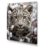 Subdued Majesty Leopard Snow Charm - Leopard Living Room Wall Art