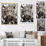 Subdued Majesty Leopard Snow Charm - Leopard Living Room Wall Art