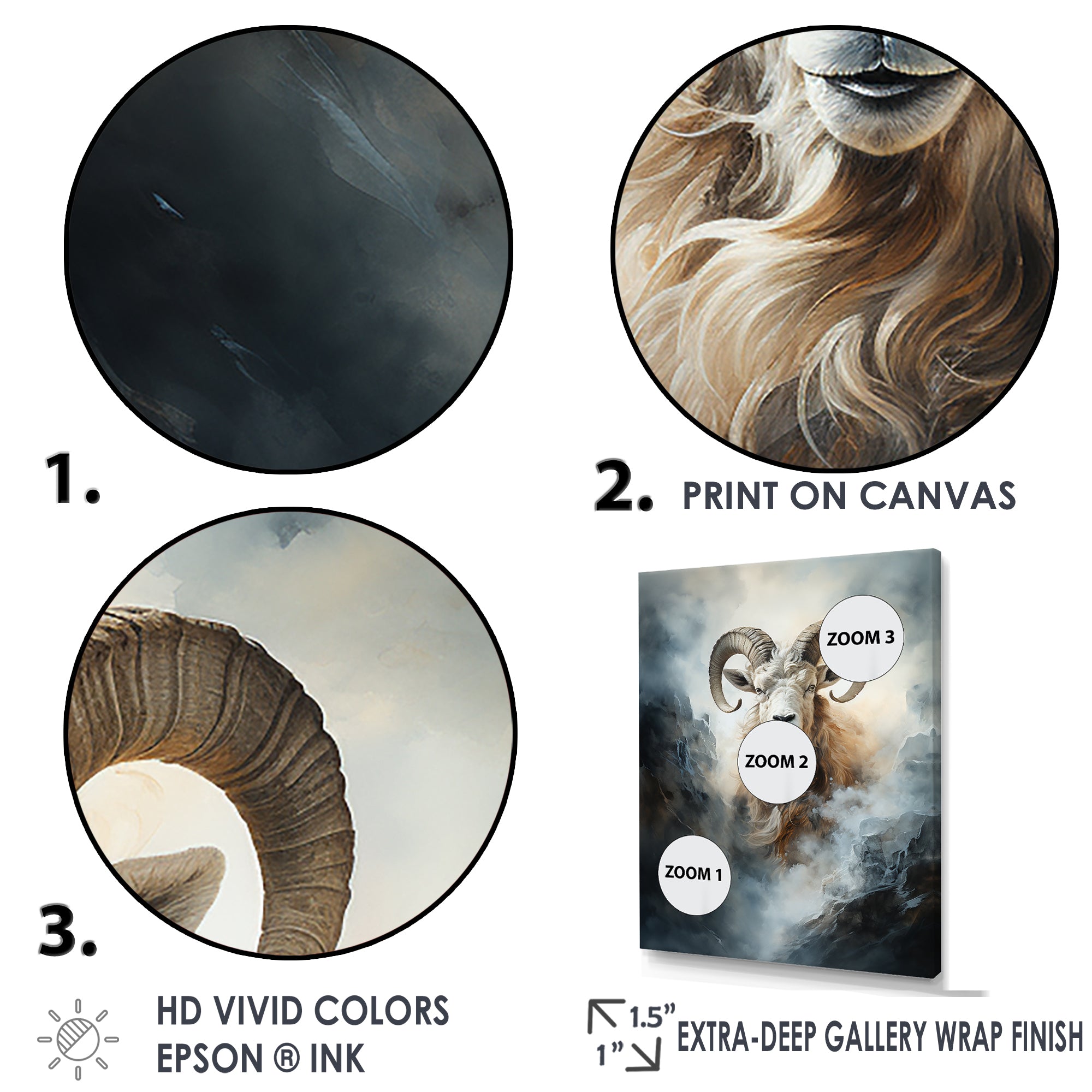 Lightning Ram Minimalism - Gray Sheep Wall Art