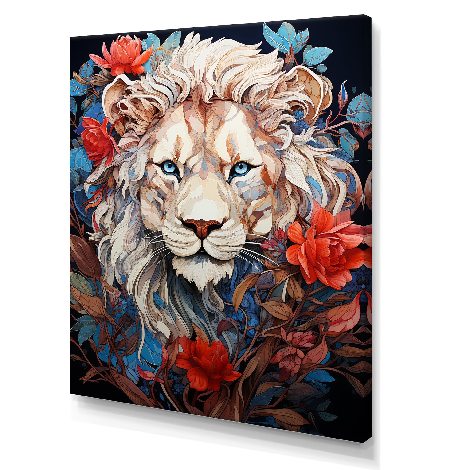 Enigmatic Lion Monarch Symbolic Realism - Lion Canvas Wall Art