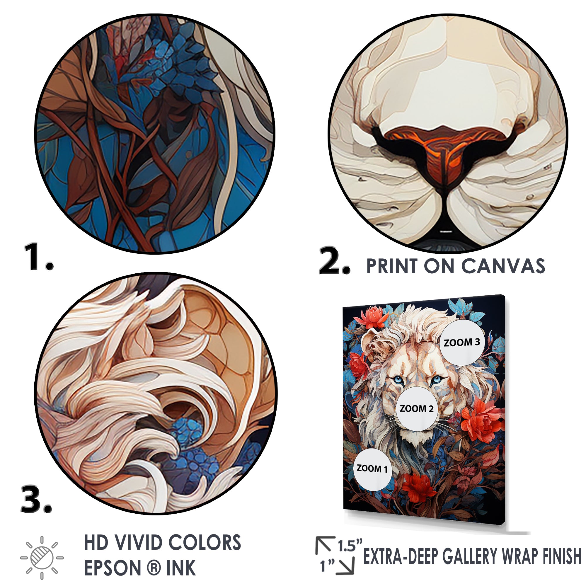 Enigmatic Lion Monarch Symbolic Realism - Lion Canvas Wall Art