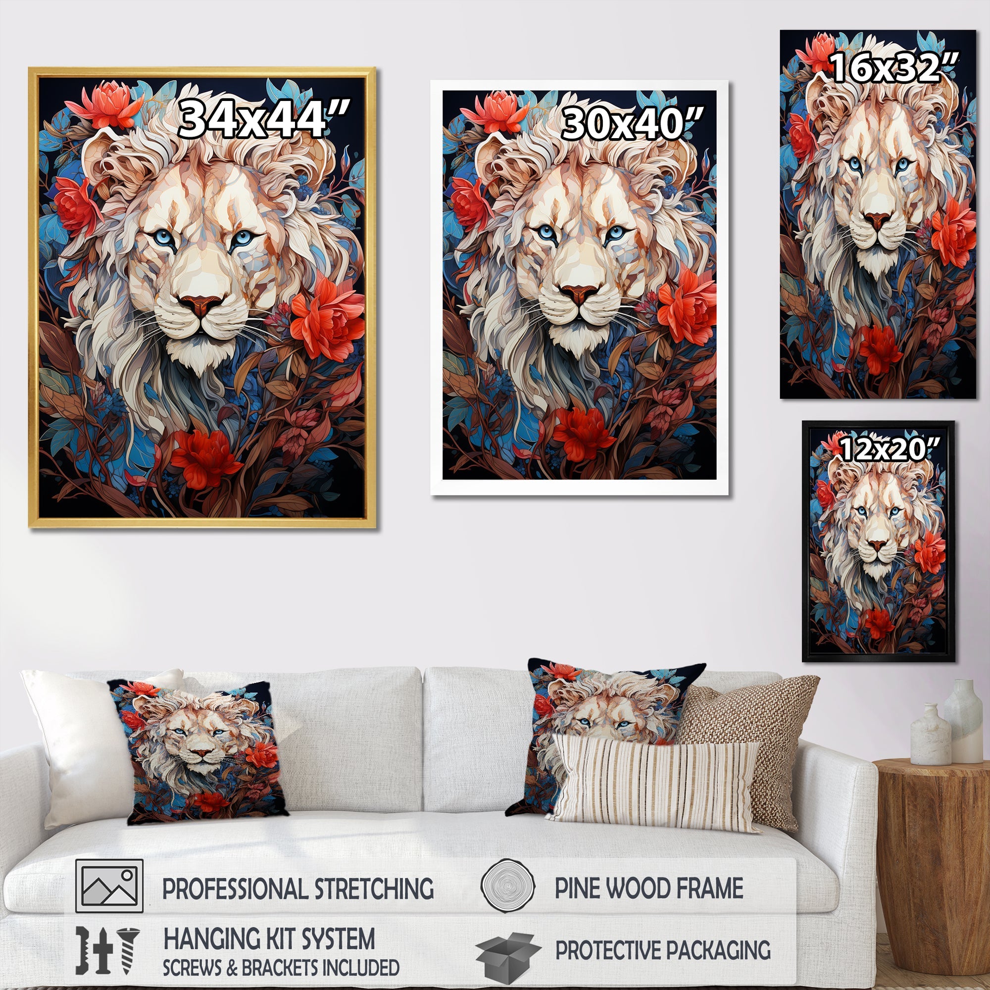 Enigmatic Lion Monarch Symbolic Realism - Lion Canvas Wall Art