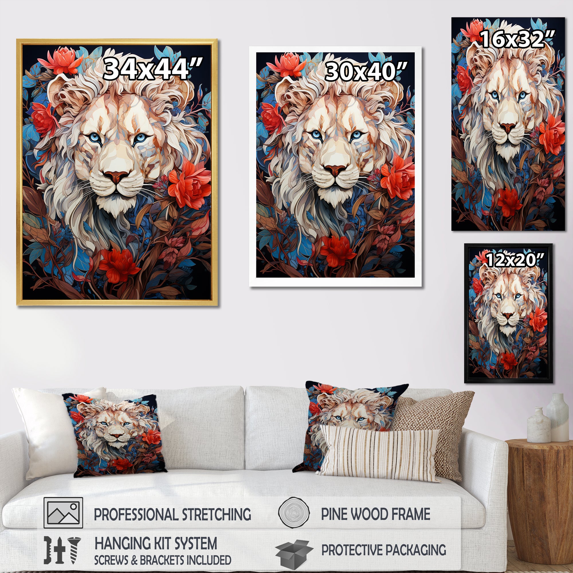 Enigmatic Lion Monarch Symbolic Realism - Lion Canvas Wall Art