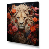 Fierce Guardian Blooming Lion - Lion Framed Canvas Art