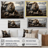 Golden Lions Vigilance Grace - Lion Canvas Wall Art