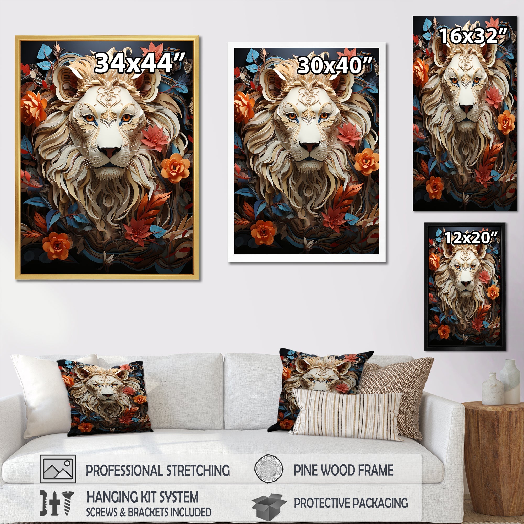 Lions Realm Dominant Blooming Presence - Lion Wall Art Prints