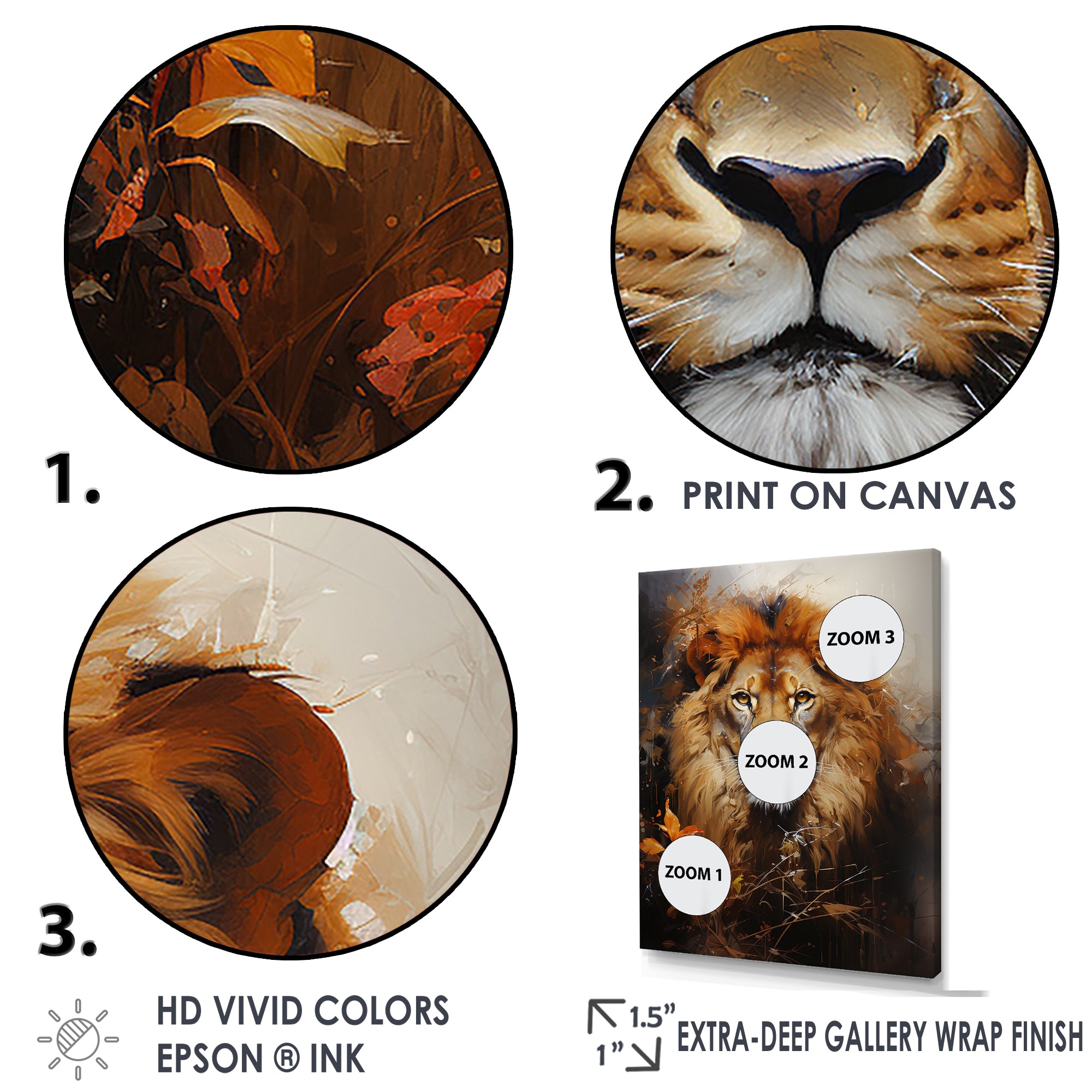 Mighty Monarchs Lion Portrait - Lion Living Room Wall Art