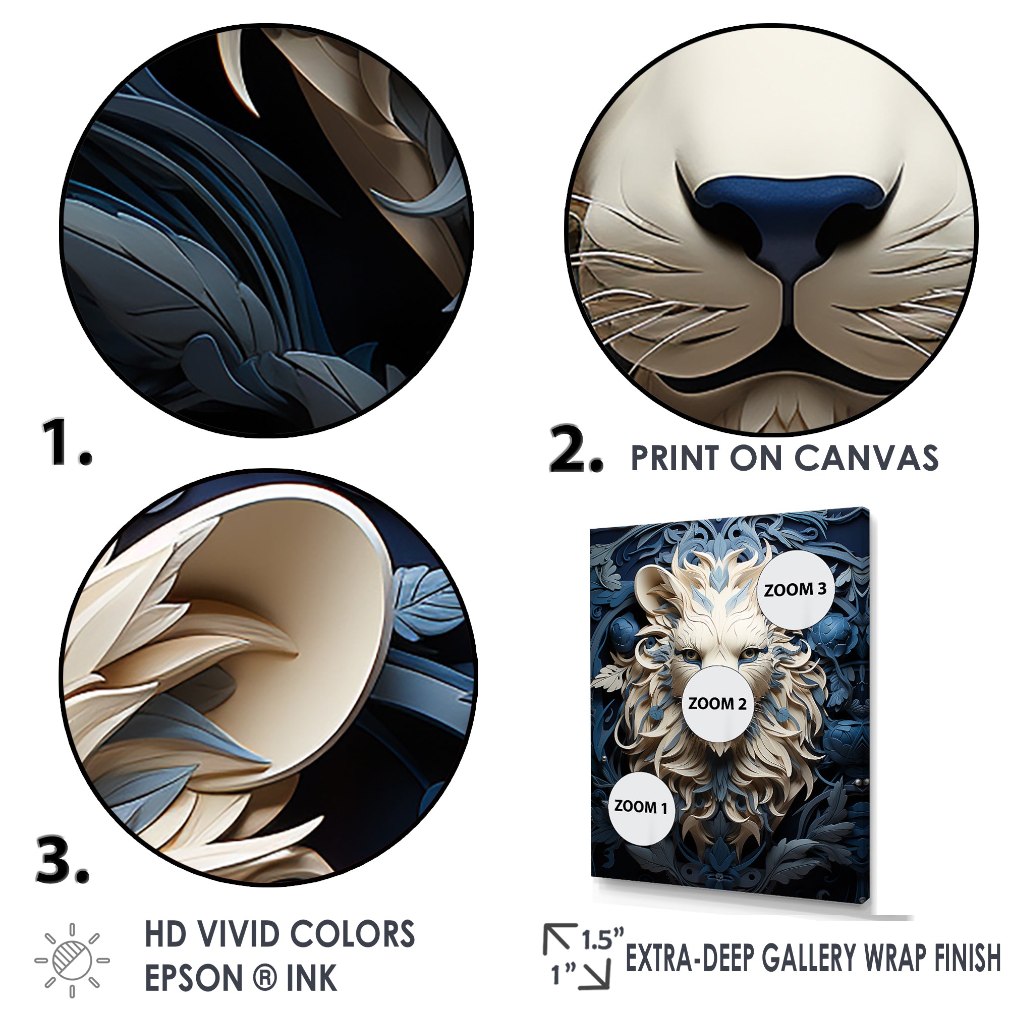 Lions Monochrome Guardian - Lion Canvas Wall Art