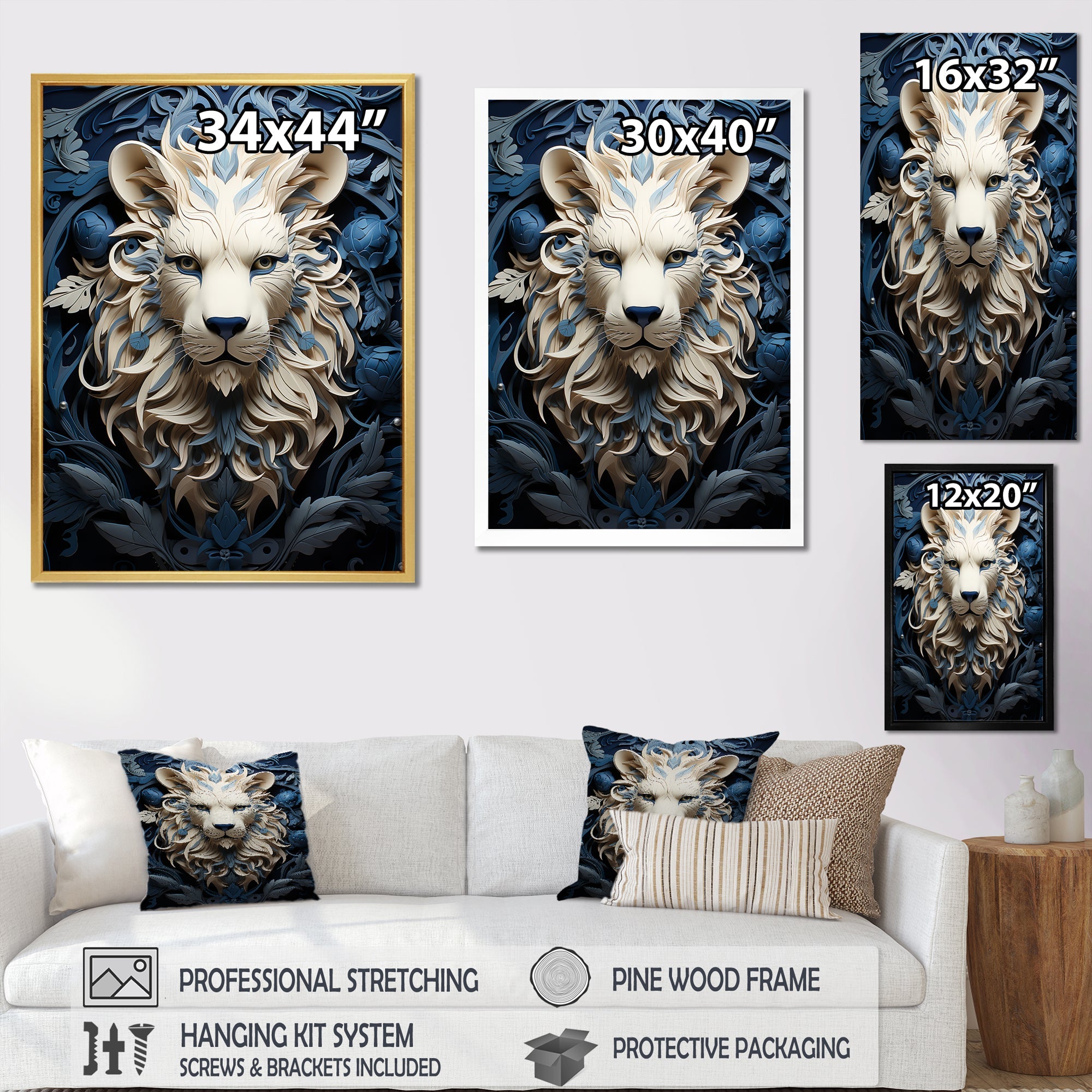Lions Monochrome Guardian - Lion Canvas Wall Art
