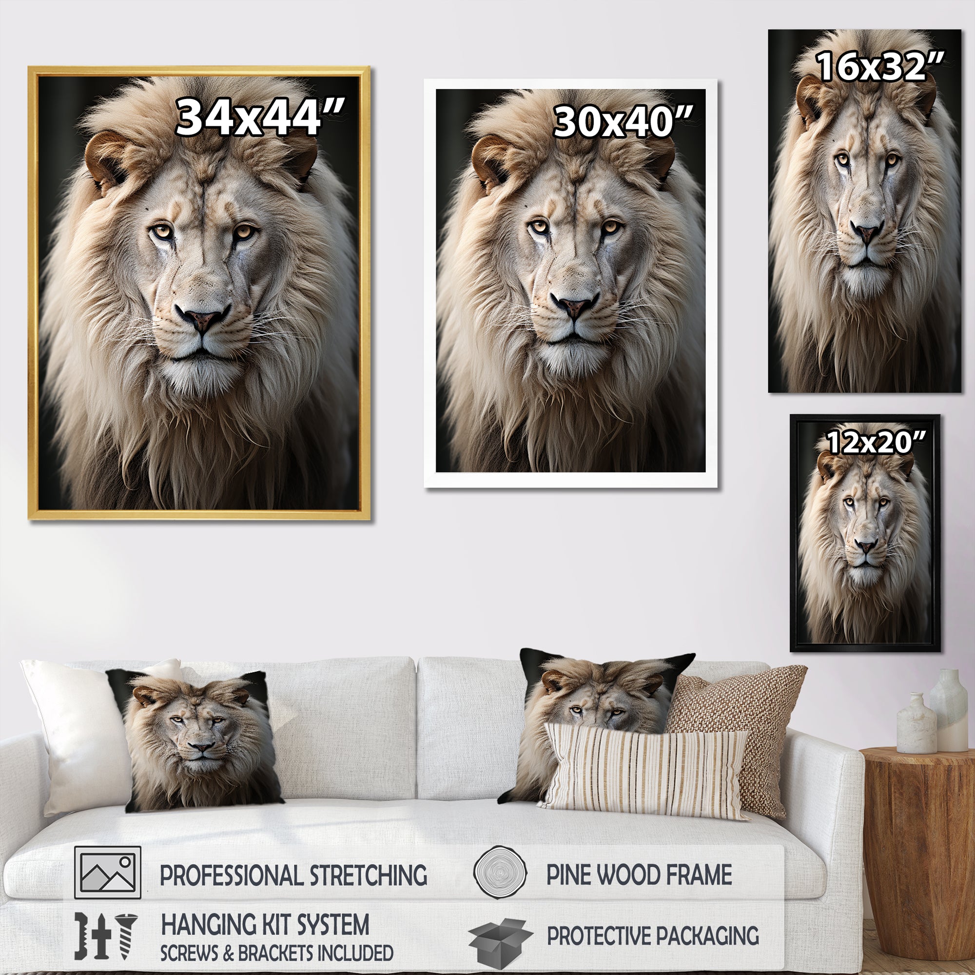 Lions Monochrome Photography - Lion Canvas Wall Art