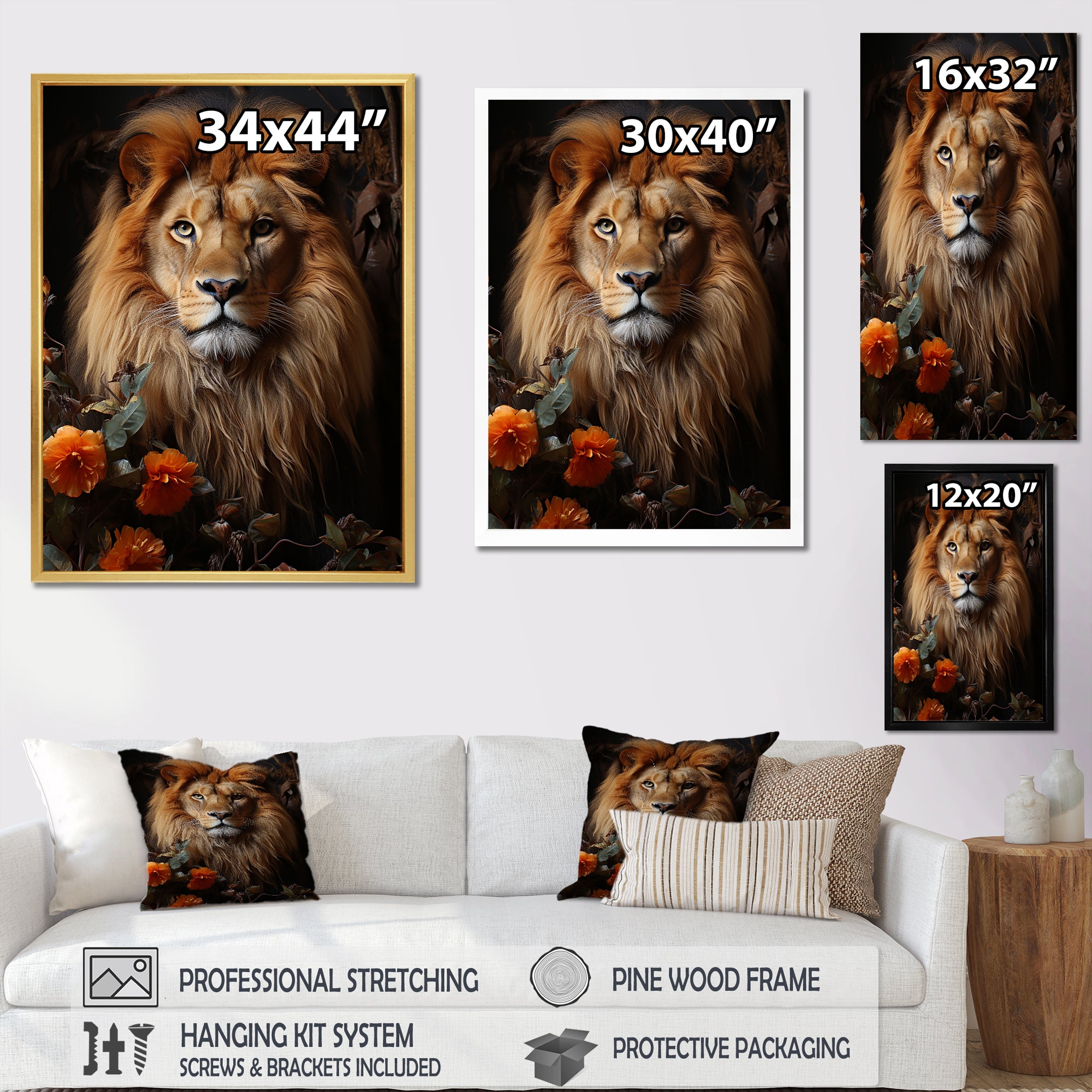 Lions Regal Portraiture - Brown Lion Wall Art
