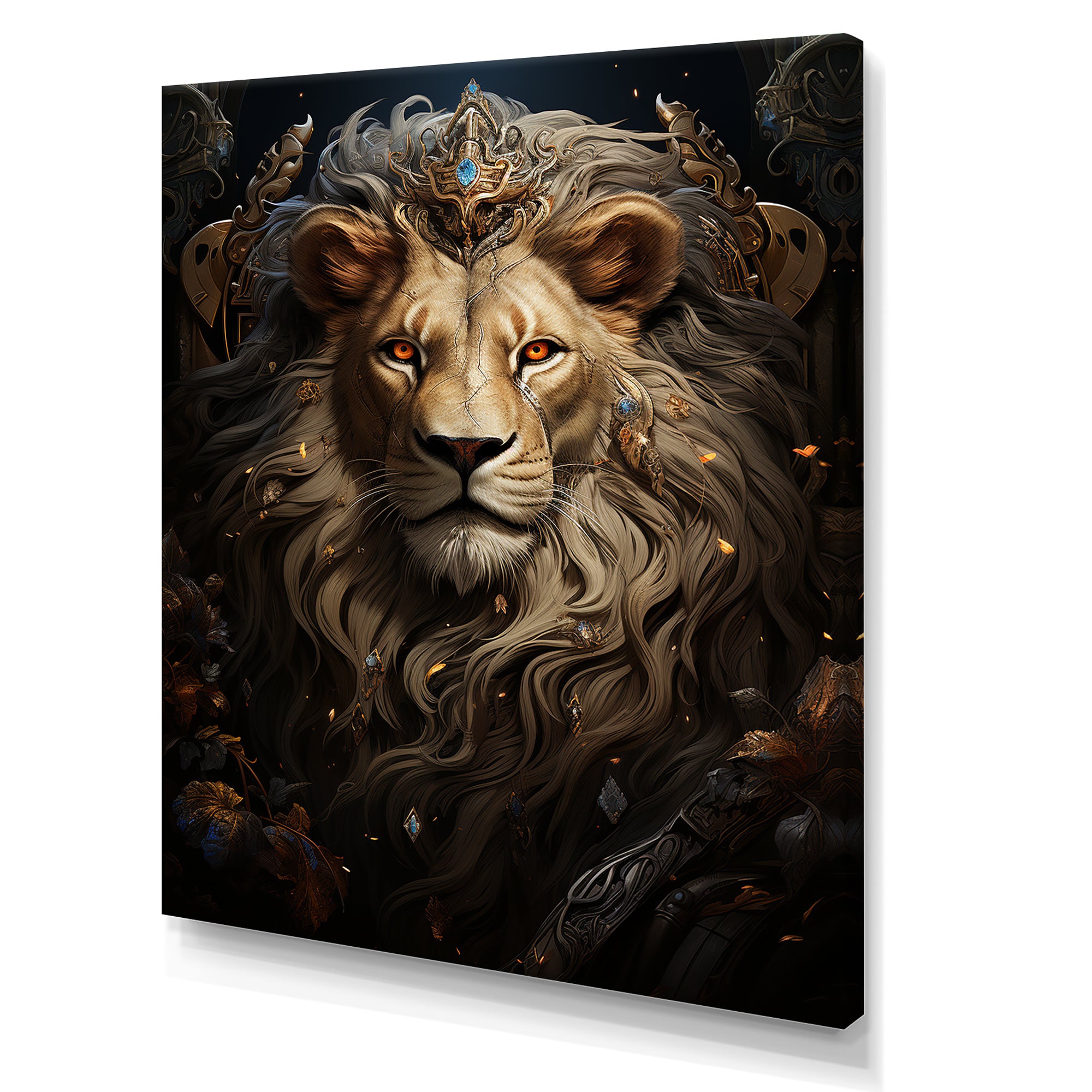 Regal Elegant Ruler Lion - Lion Large Canvas Wall Art