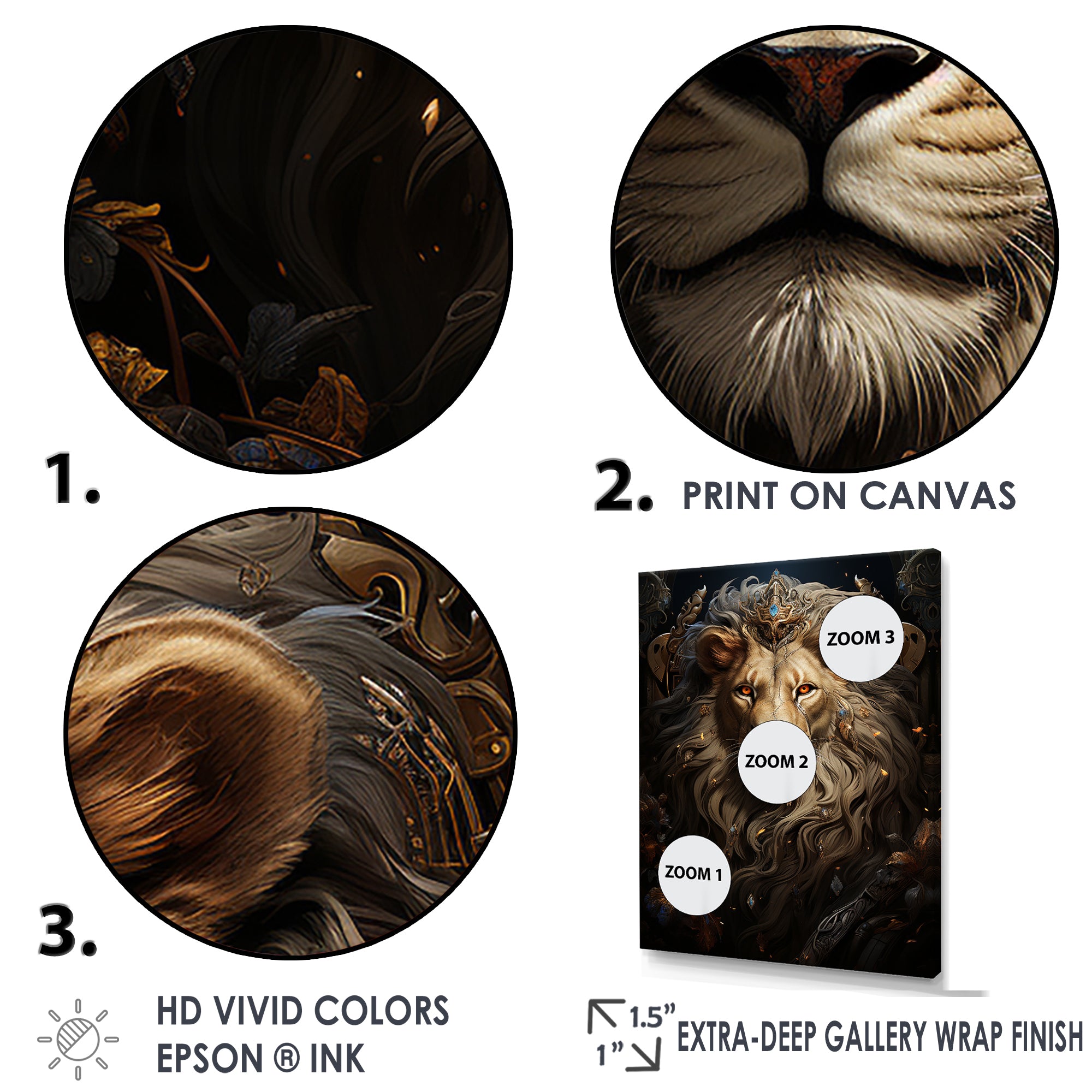 Regal Elegant Ruler Lion - Lion Large Canvas Wall Art