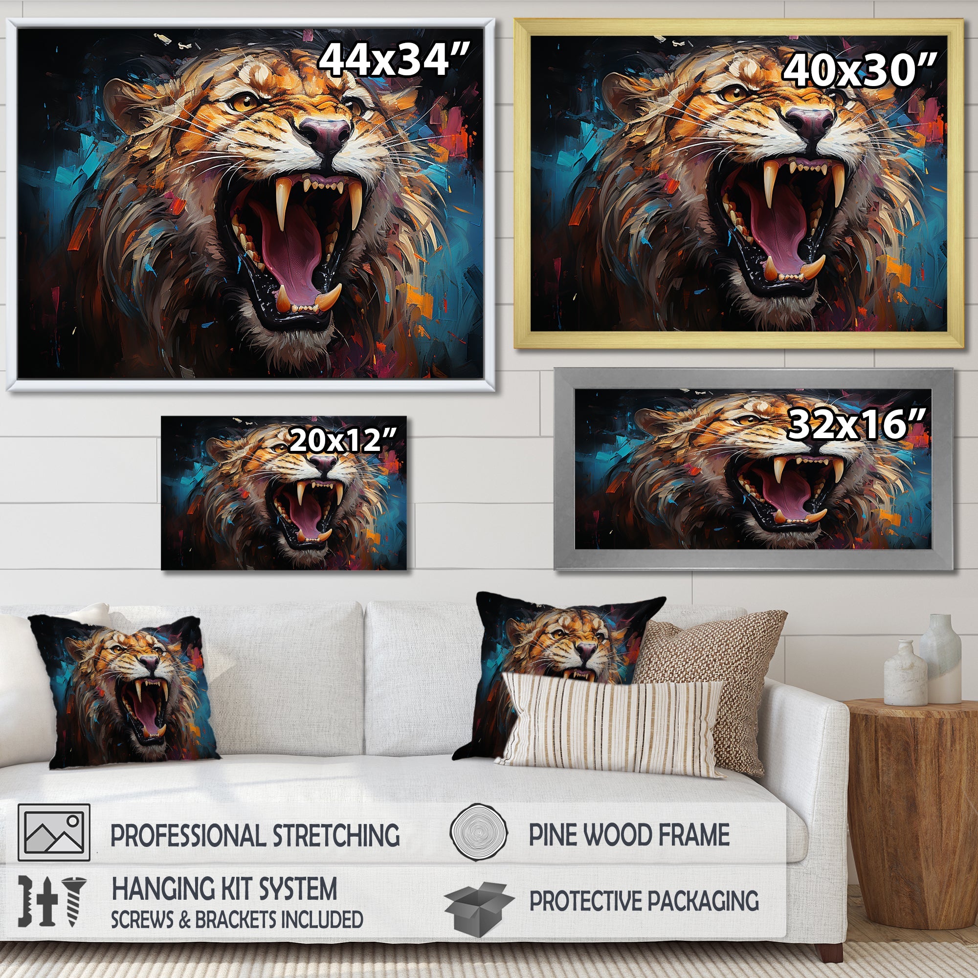 Lions Roaring Emotions - Lion Bedroom Wall Art