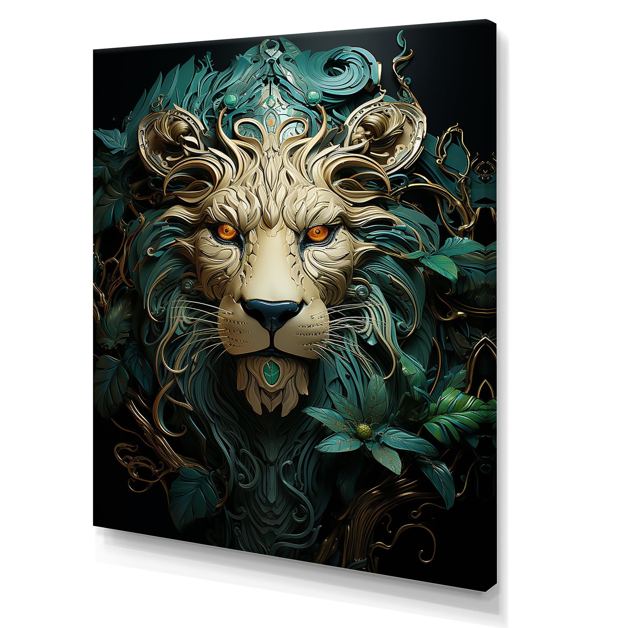 Lion Verdant Guardian - Lion Large Canvas Wall Art