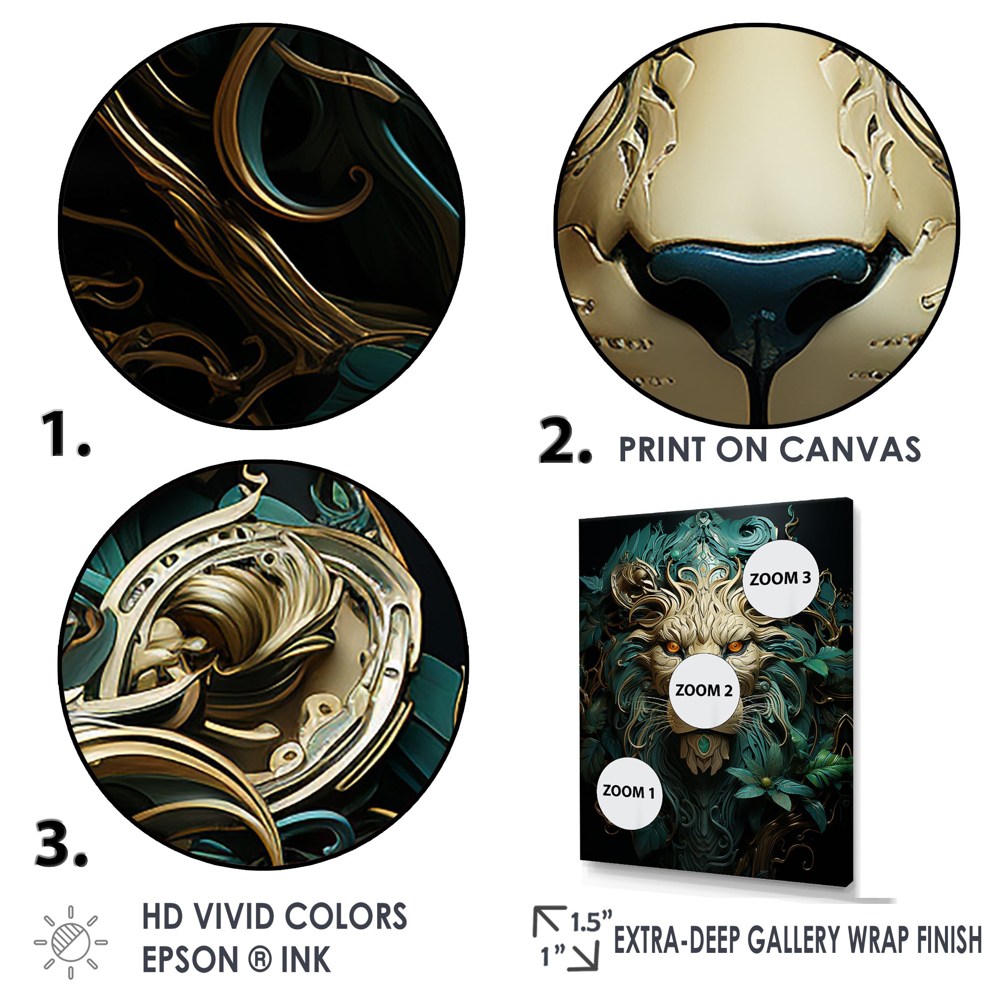 Lion Verdant Guardian - Lion Large Canvas Wall Art