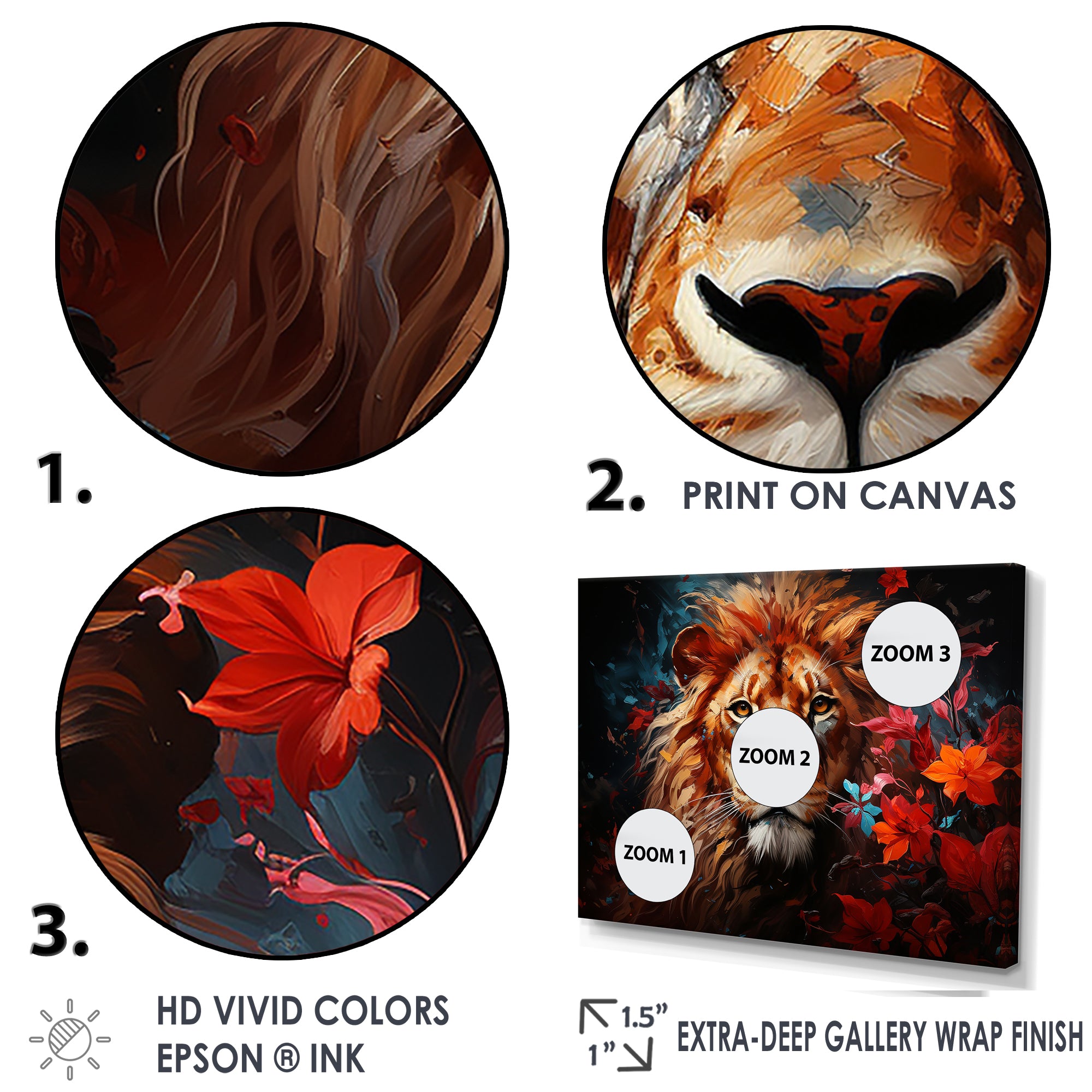 Lion Vivid Majesty - Lion Living Room Wall Art