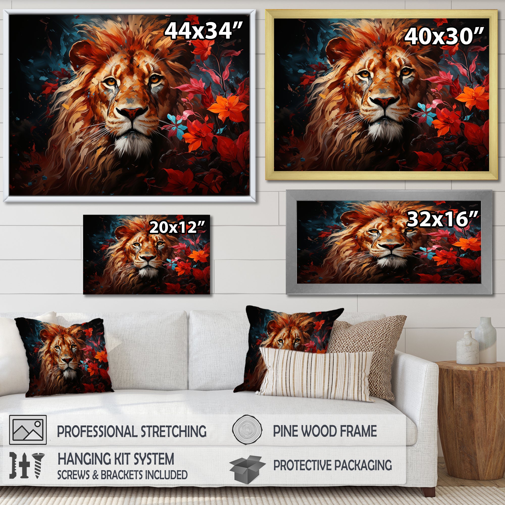 Lion Vivid Majesty - Lion Living Room Wall Art