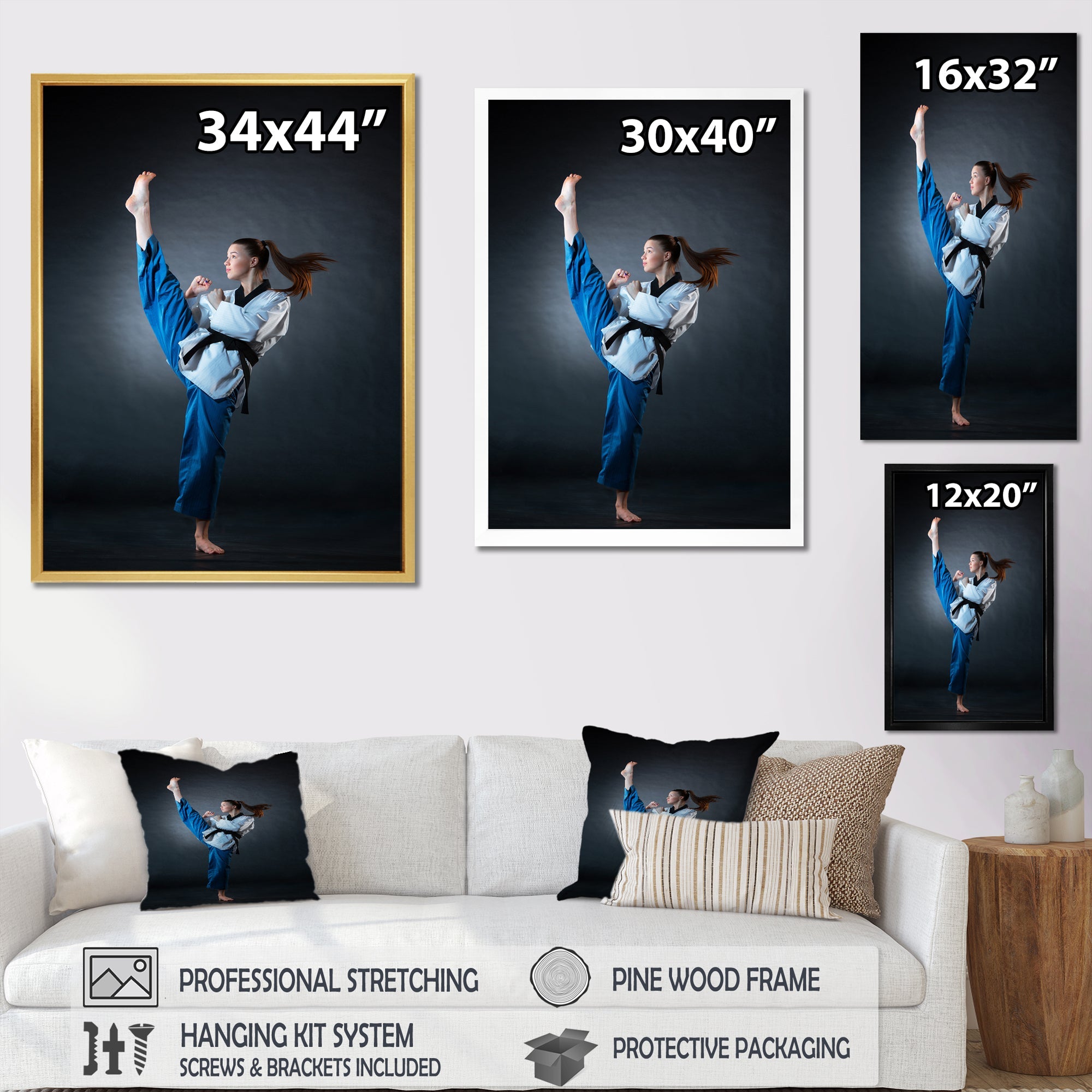 Karate Kick Black Belt - Martial Arts Canvas Wall Art