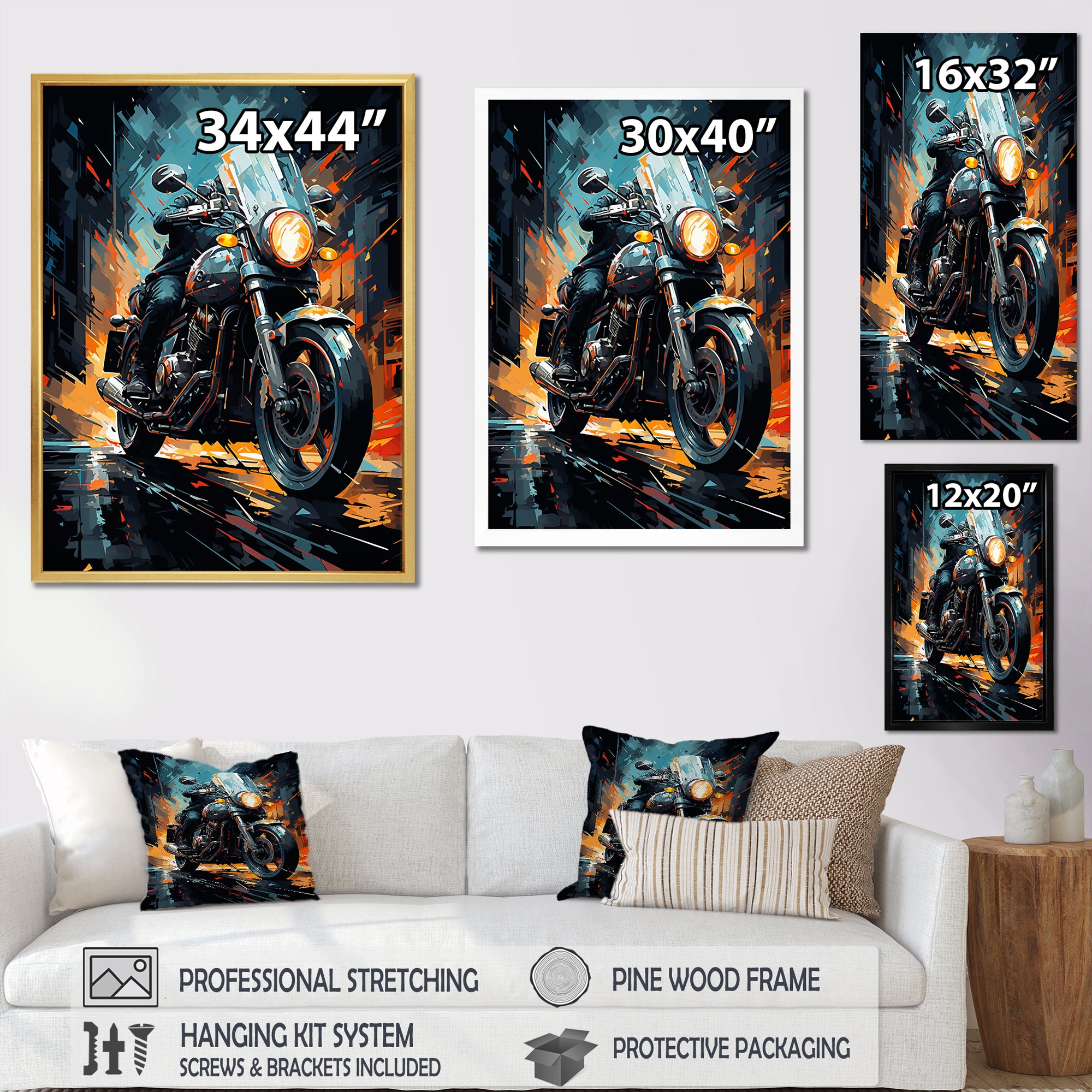 Classic Lavish Motor Bike - Motorcycle Canvas Wall Art