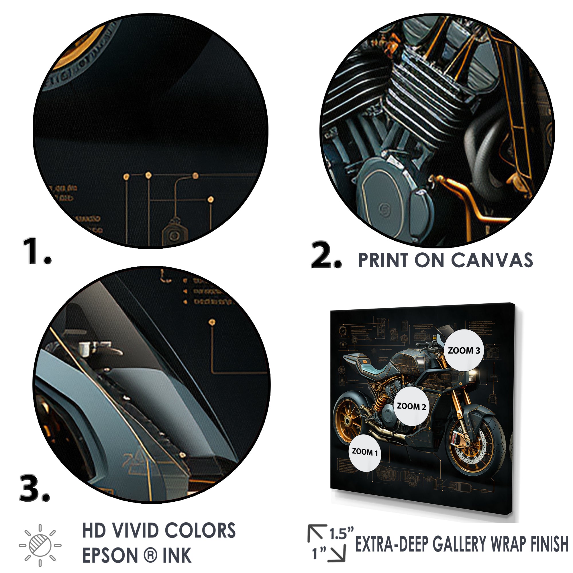 Classic Lavish Motorcycle - Motorcycle Canvas Wall Art