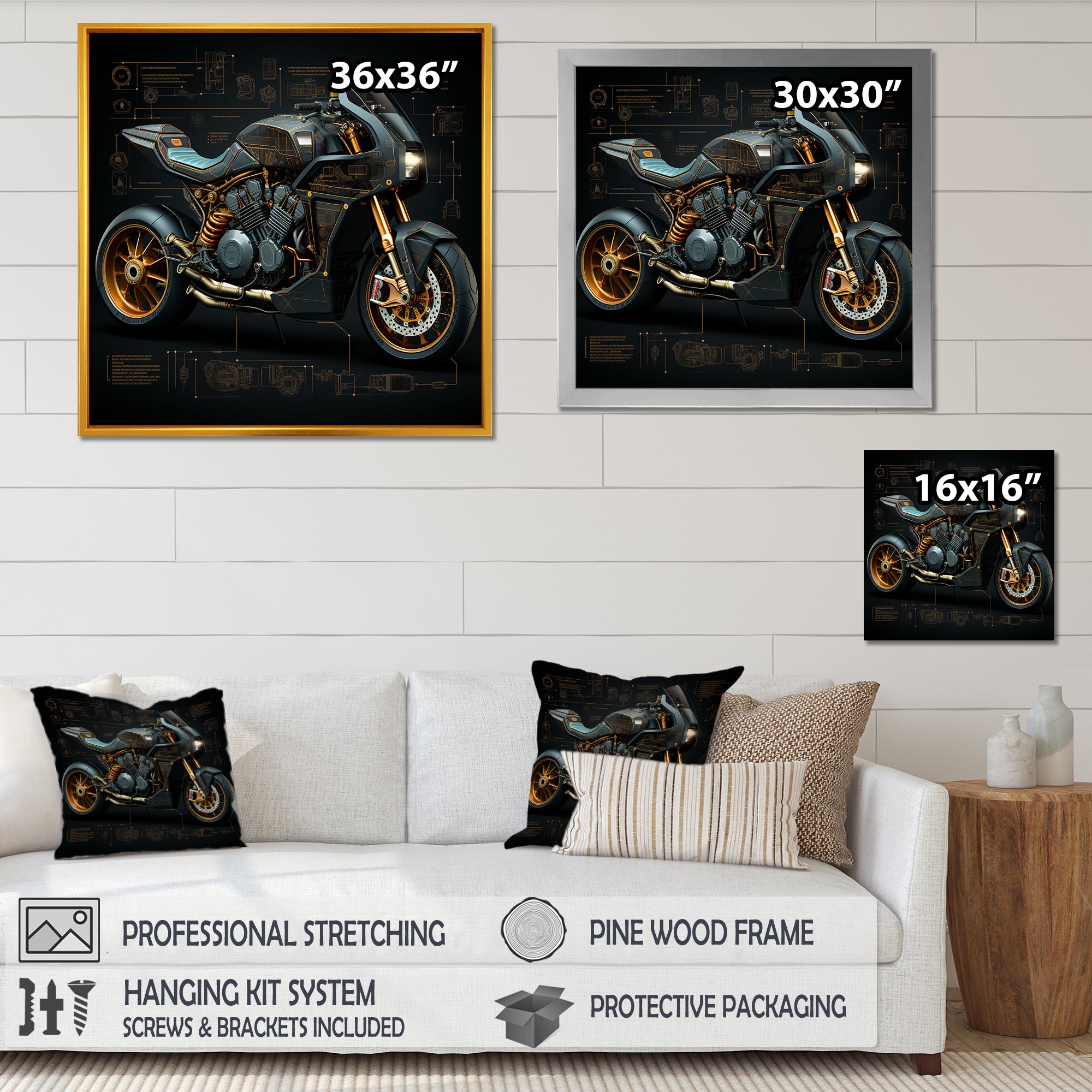 Classic Lavish Motorcycle - Motorcycle Canvas Wall Art