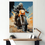 Orange And Blue Dirty Bike - Motorcycle Canvas Wall Art