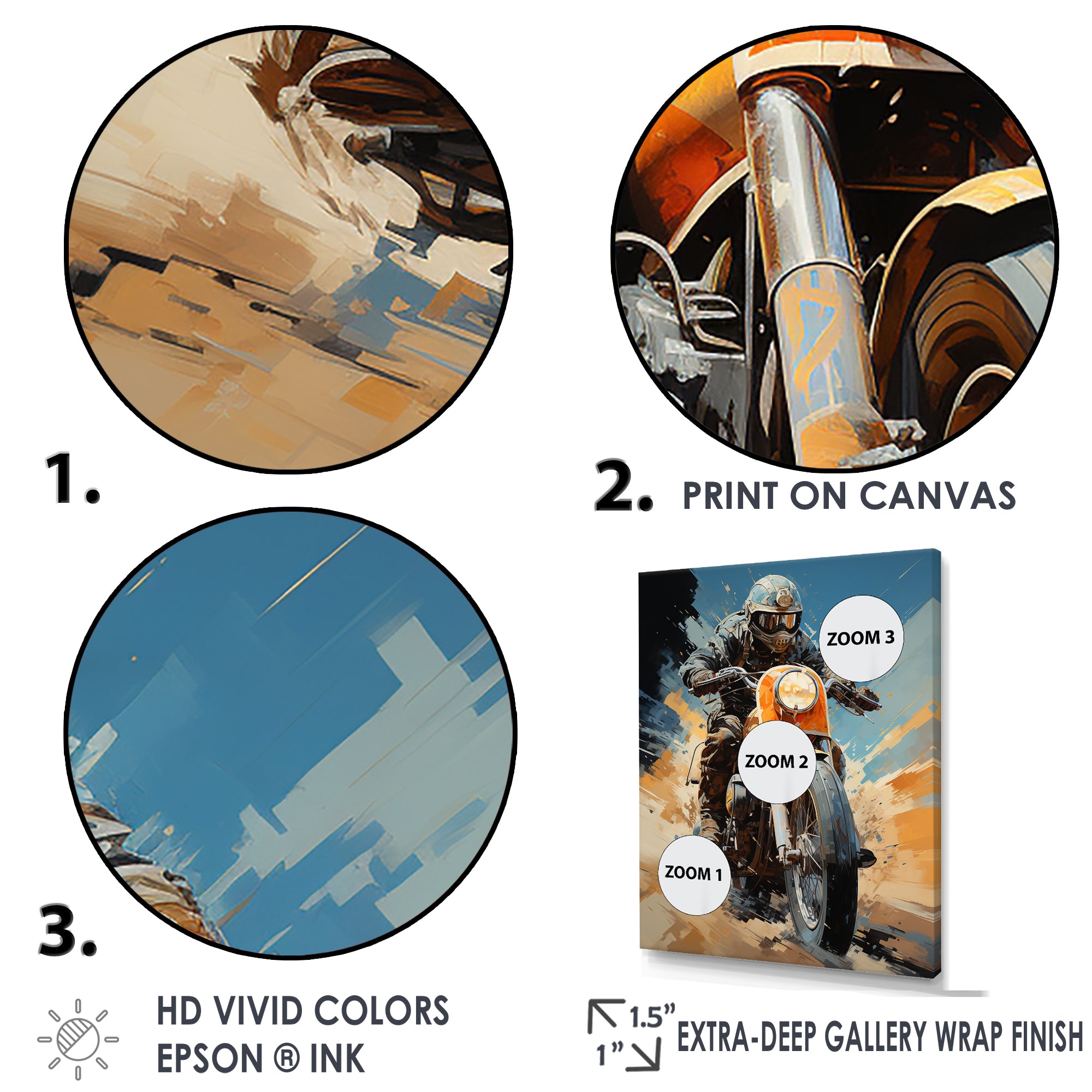 Orange And Blue Dirty Bike - Motorcycle Canvas Wall Art