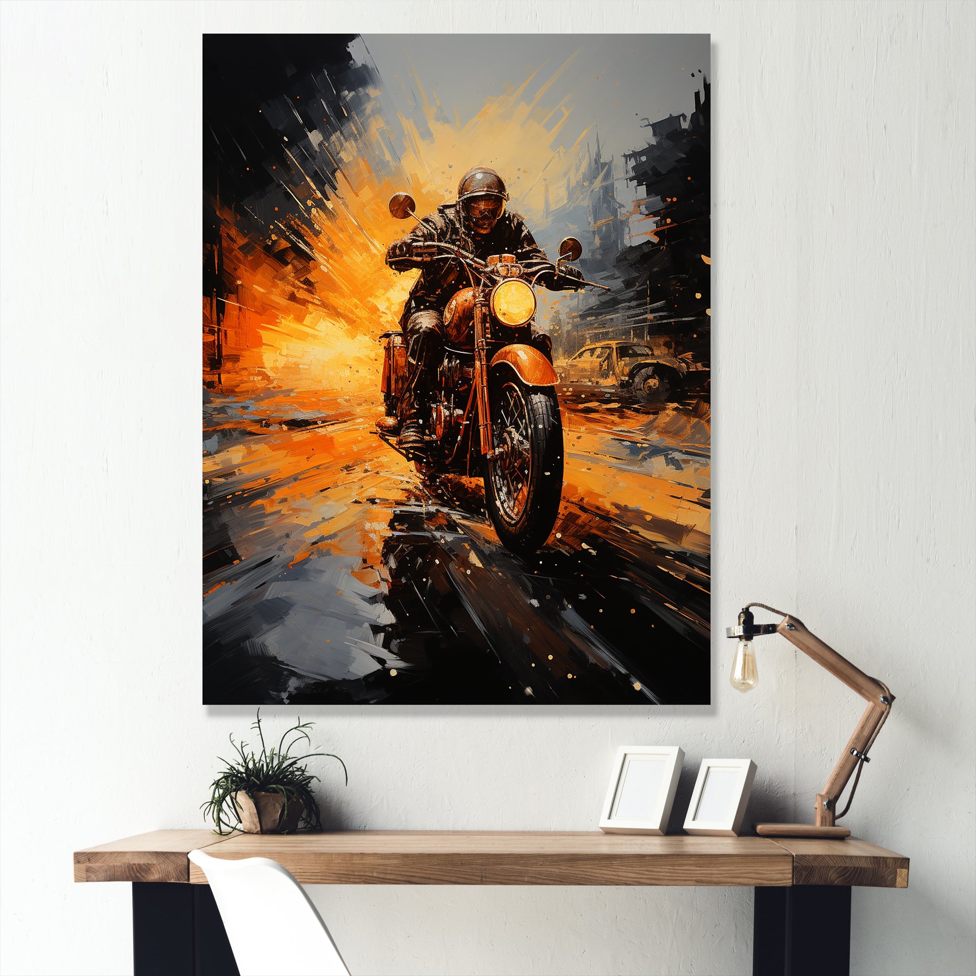 Yellow Dirt Bike Adventure - Motorcycle Canvas Wall Art