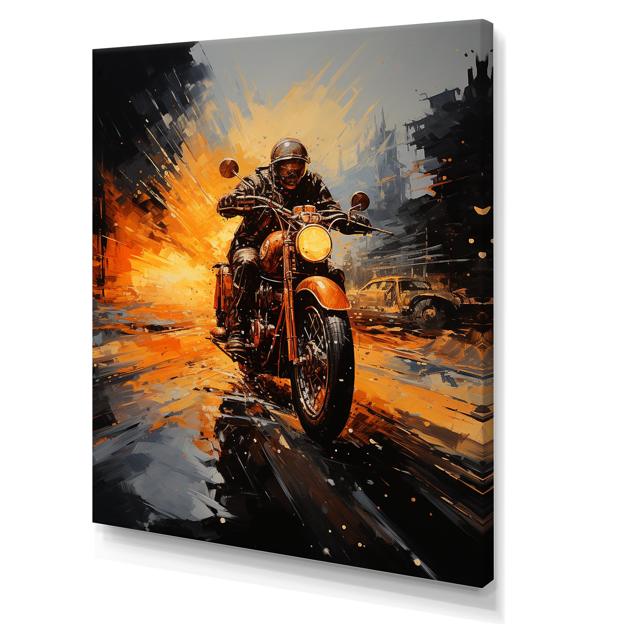 Yellow Dirt Bike Adventure - Motorcycle Canvas Wall Art