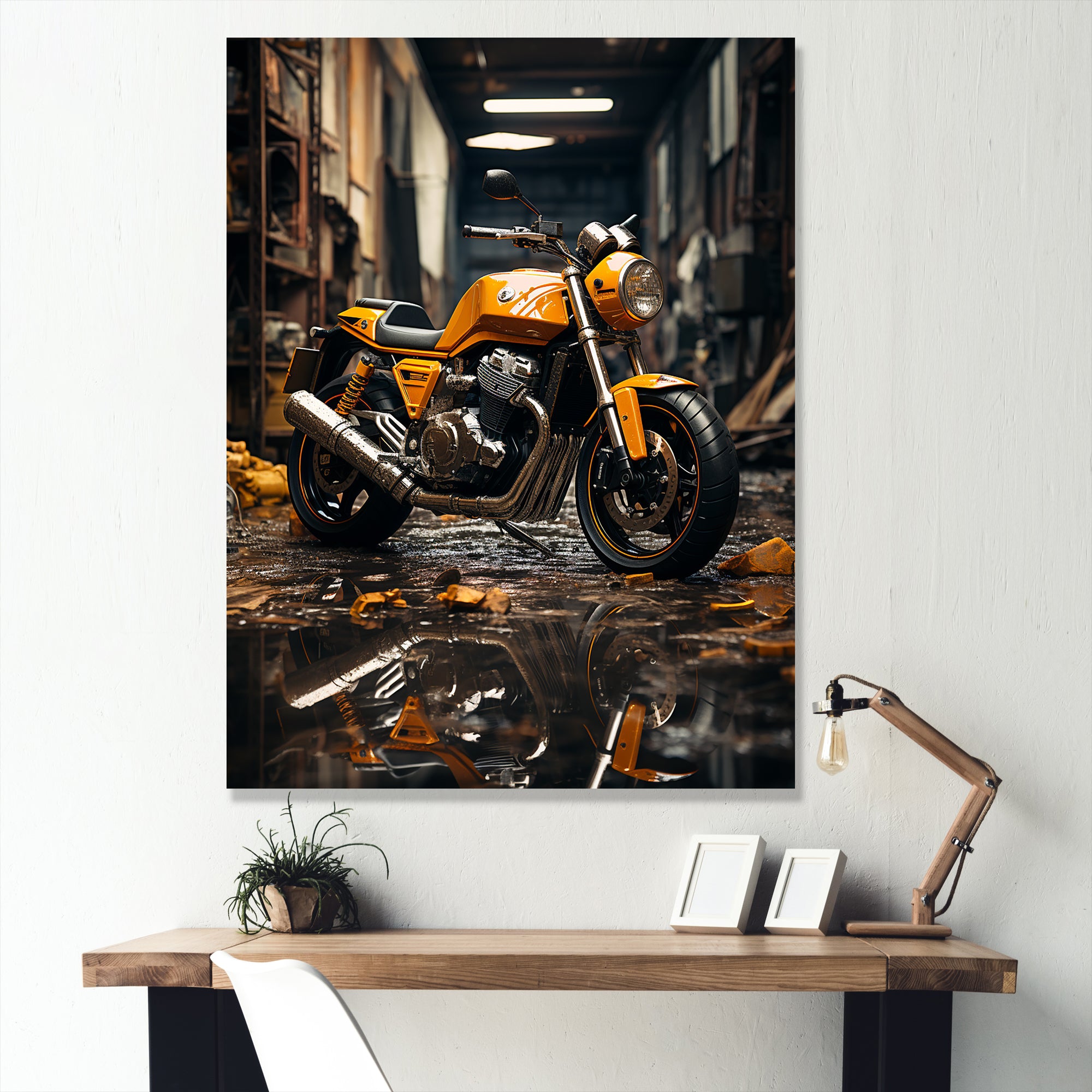 Yellow Dirt Bike Elegance - Motorcycle Canvas Wall Art