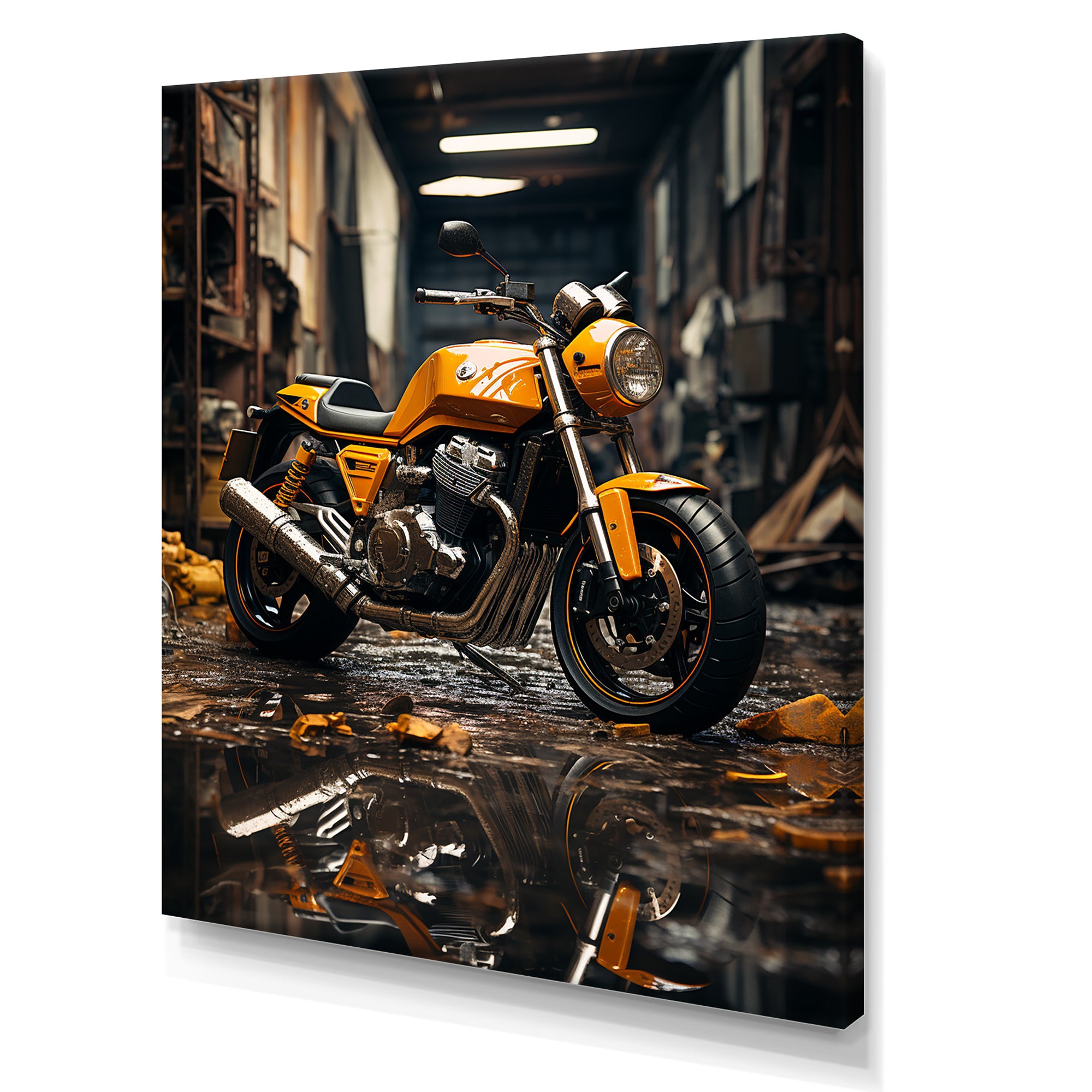 Yellow Dirt Bike Elegance - Motorcycle Canvas Wall Art