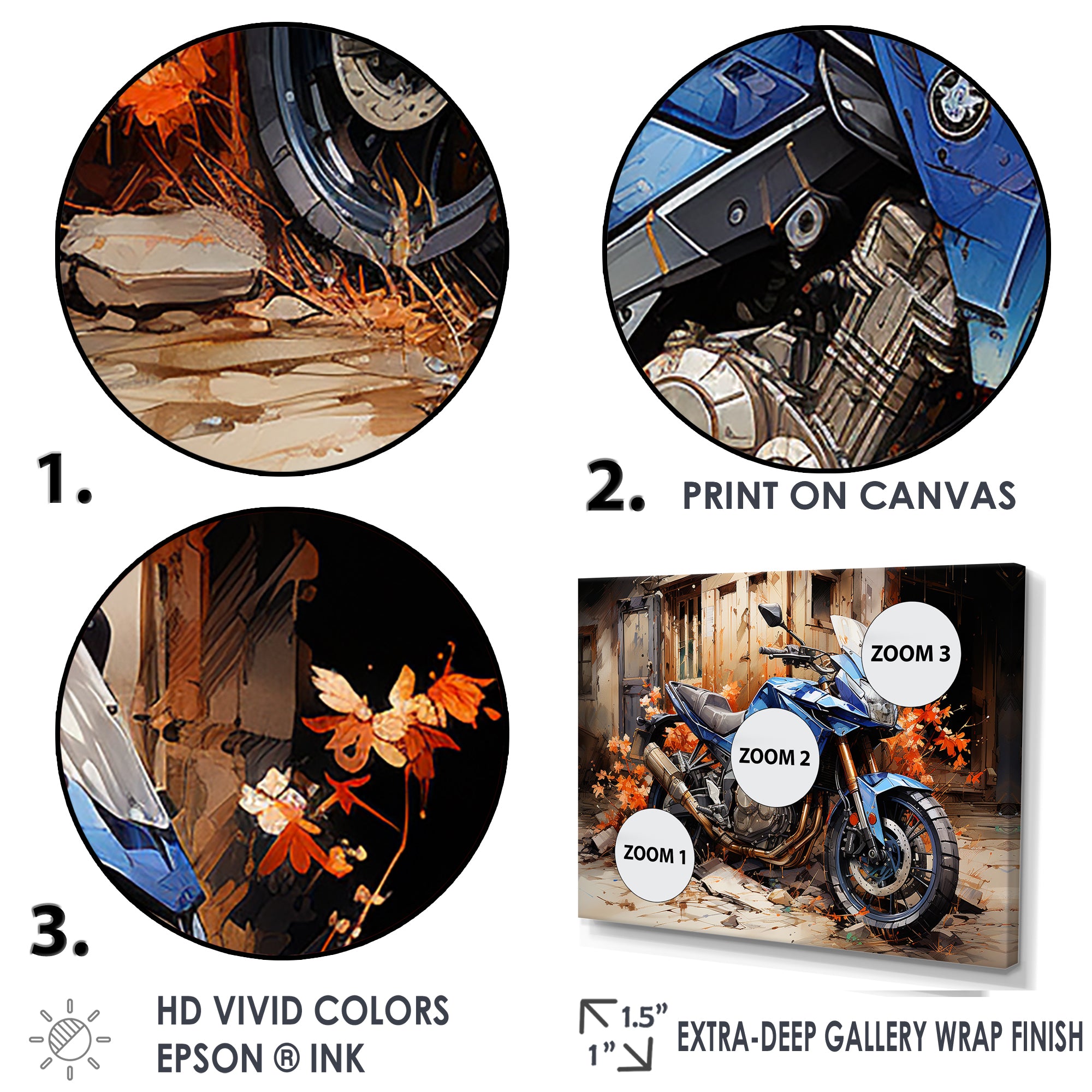 Blue Dirty Bike Urban Speed - Motorcycle Canvas Wall Art