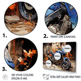 Blue Dirty Bike Urban Speed - Motorcycle Canvas Wall Art