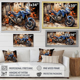 Blue Dirty Bike Urban Speed - Motorcycle Canvas Wall Art