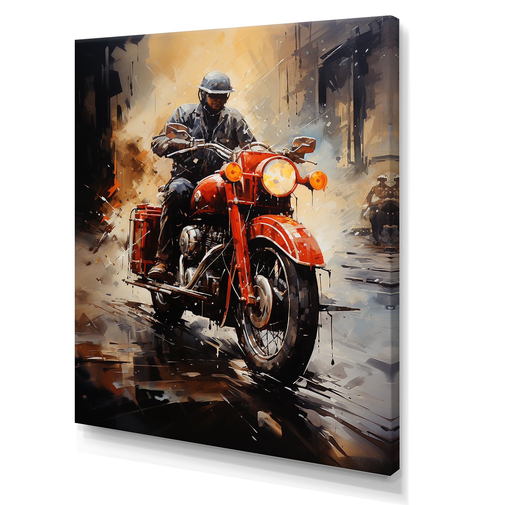 Crimson Thunder Red Dirt Bike - Motorcycle Canvas Wall Art