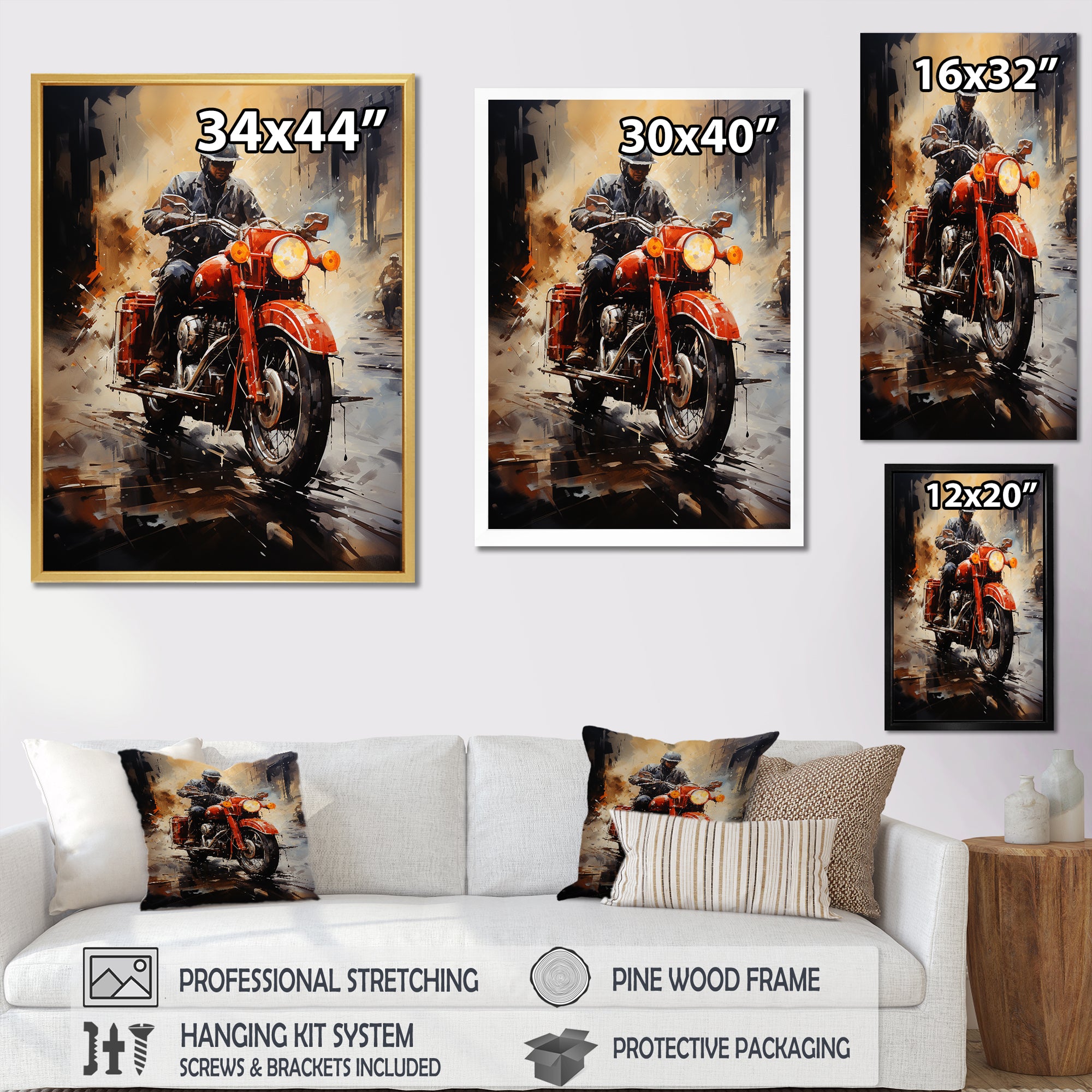 Crimson Thunder Red Dirt Bike - Motorcycle Canvas Wall Art