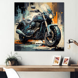 Blue Chopper Bike Matrix - Motorcycle Canvas Wall Art