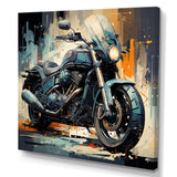 Blue Chopper Bike Matrix - Motorcycle Canvas Wall Art