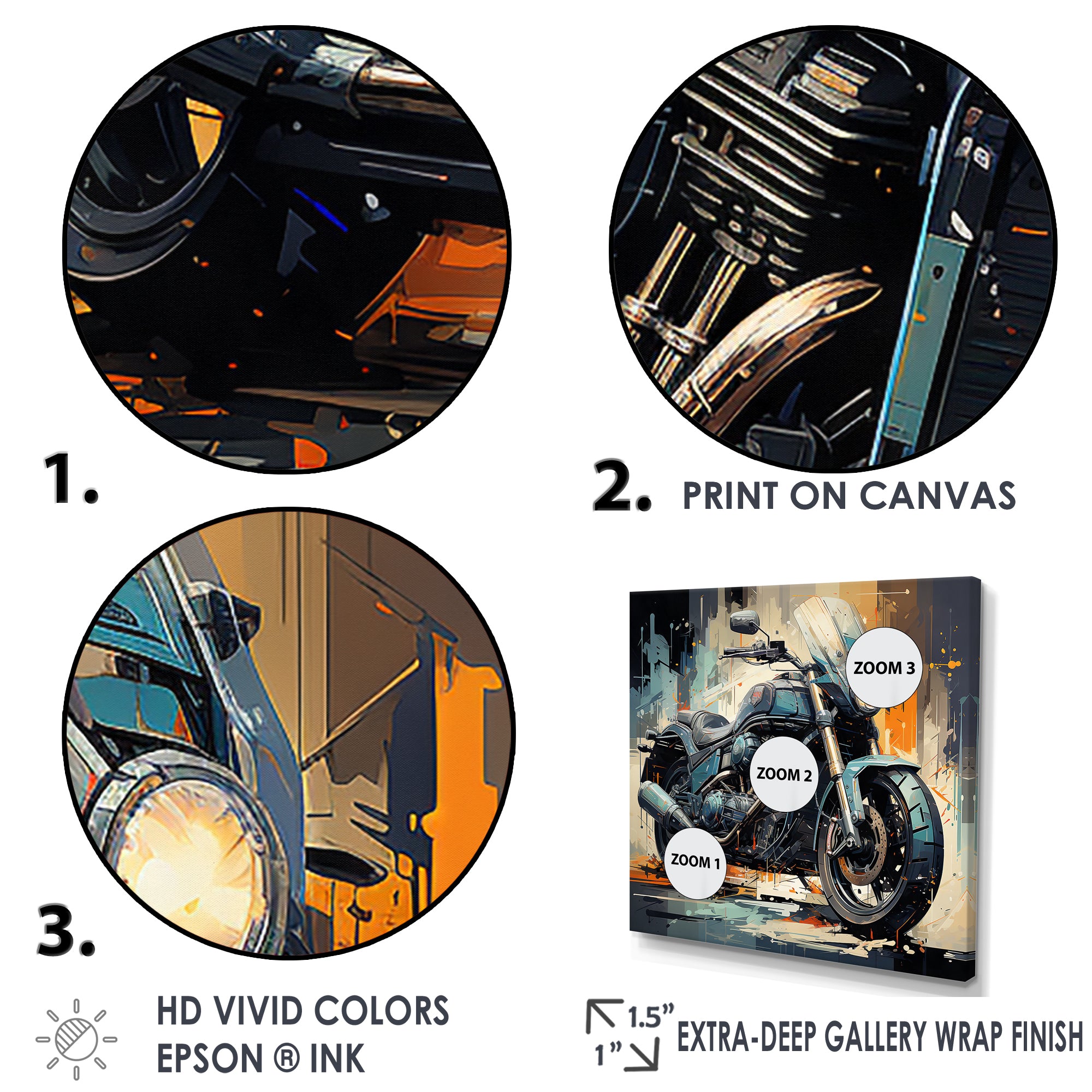 Blue Chopper Bike Matrix - Motorcycle Canvas Wall Art