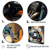 Blue Chopper Bike Matrix - Motorcycle Canvas Wall Art