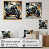Blue Chopper Bike Matrix - Motorcycle Canvas Wall Art
