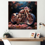 Rustic Pink Chopper Bike - Motorcycle Canvas Wall Art