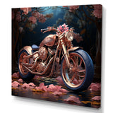 Rustic Pink Chopper Bike - Motorcycle Canvas Wall Art