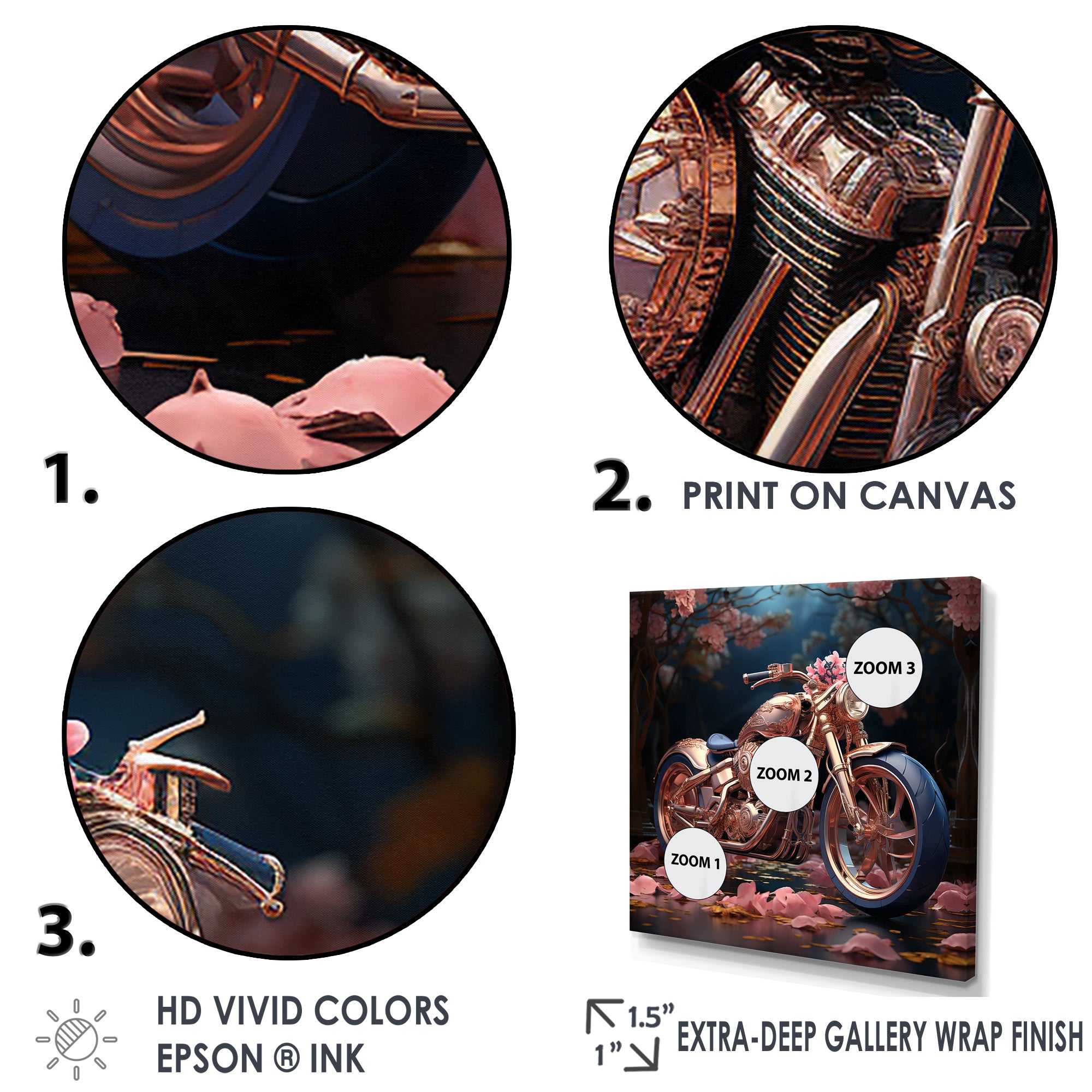 Rustic Pink Chopper Bike - Motorcycle Canvas Wall Art